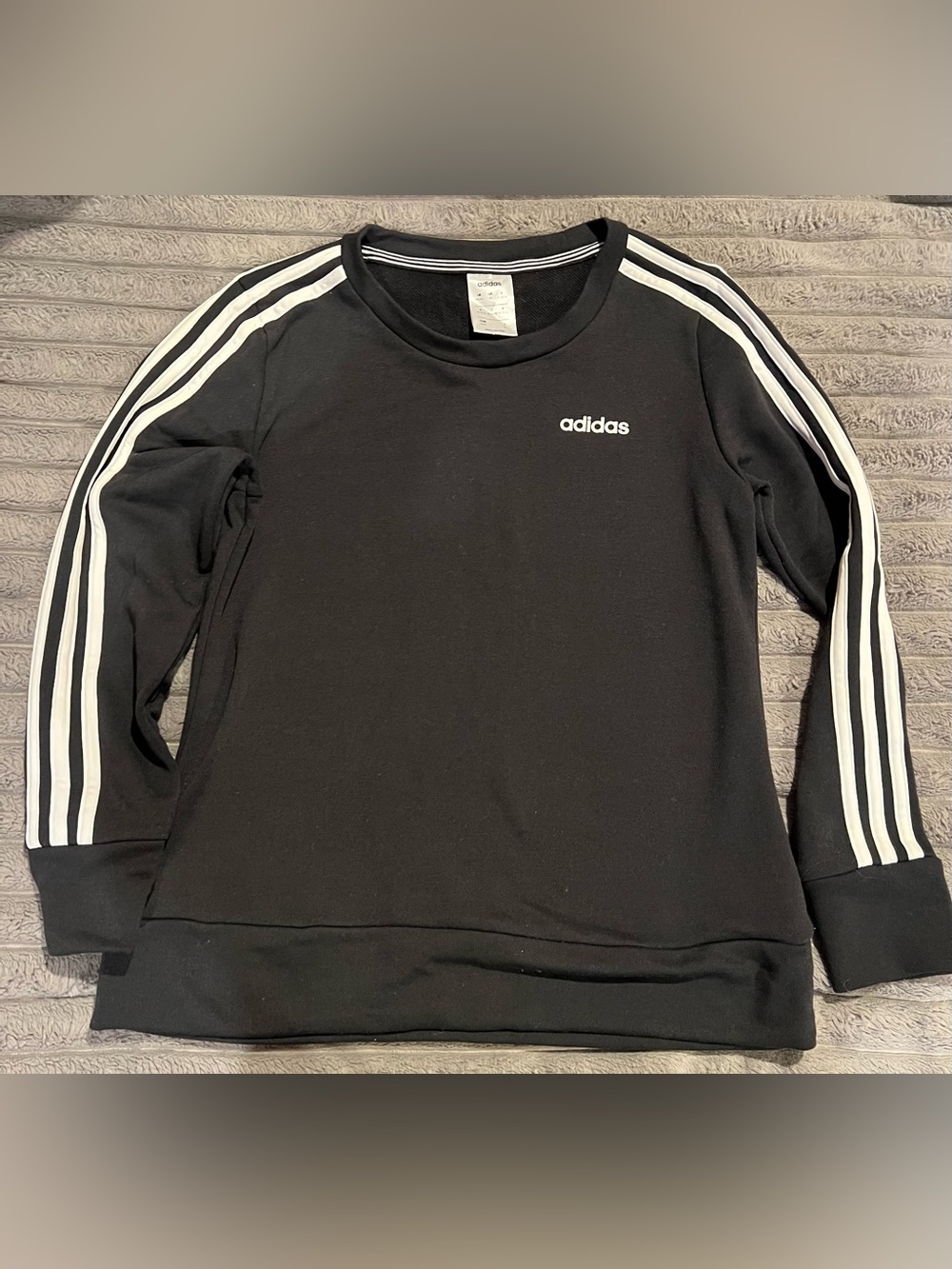 ADIDAS WOMEN LONG SLEEVE CREWNECK SWEATSHIRT PULLOVER WHITE STRIPES XS CLIMALITE